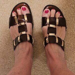Sofft Espresso Sandals with Metallic Highlights